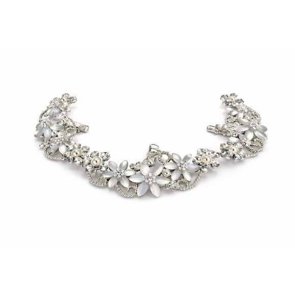 Accessories - Bridal Wedding Tiara Headband W/ Floral  Rhinestones with 3 Hair Clips